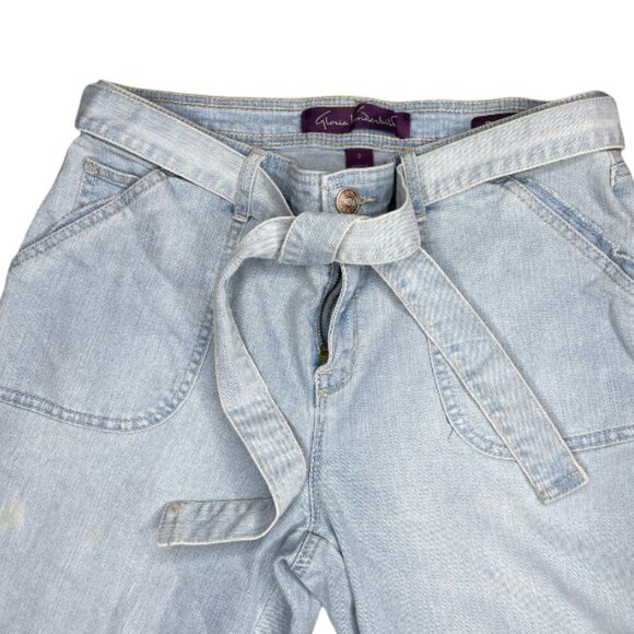 Gloria Vanderbilt Cotton Bermuda Cuffed Shorts with Removeable Belt Sz 8 Modest - Picture 3 of 9